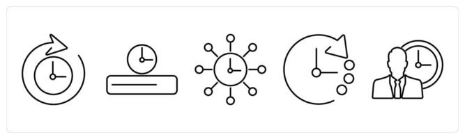 5 Mix icons as time, timeline, time management in black bold vector
