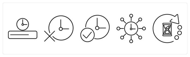 5 Mix icons as timeline, deadline failed, deadline achieve in black bold vector