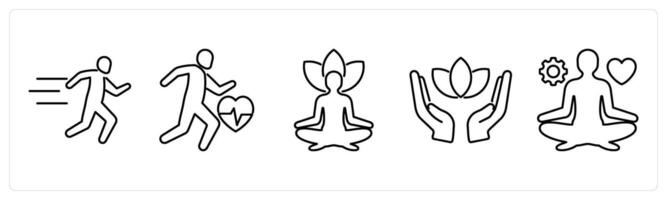 5 Mix icons as running, exercise, yoga in black bold vector