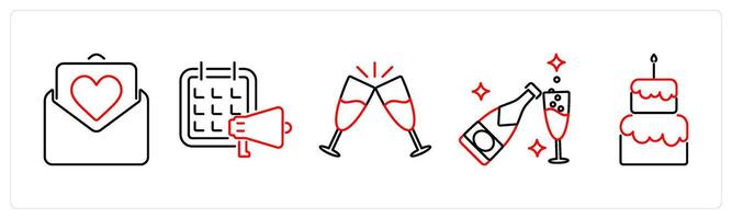 5 Celebrate icons as invitation, event in red bold vector