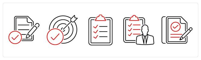 5 Checkmark icons as comply, success, checklist in red bold vector