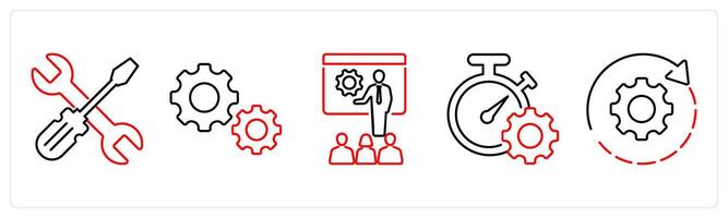 5 Mix icons as repair tools, optimization, hand tool in red bold vector