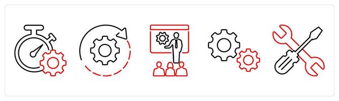 5 mix icons as hand tool, optimization in red bold vector