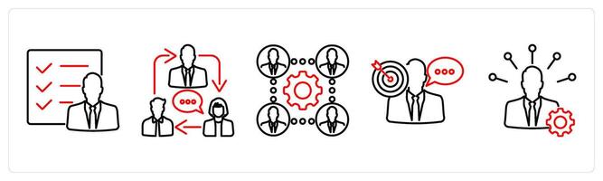 5 mix icons as business activity, business team in red bold vector