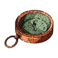 compass sketch hand drawn item vector