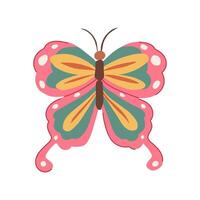 psychedelic groovy butterfly cartoon item vector