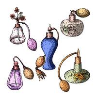 perfume automizer set sketch hand drawn vector