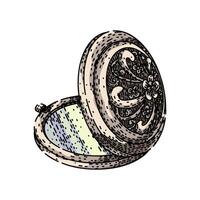 pocket mirror sketch hand item vector