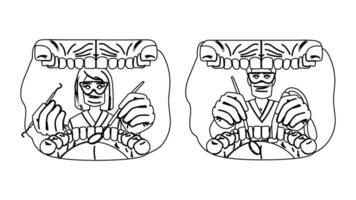 checkup dentist patient mouth view people vector