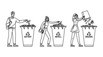 plastic sorting garbage people vector