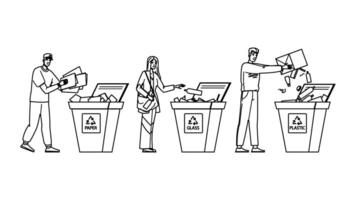 composting sorting trash people vector
