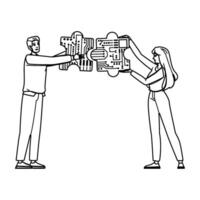 technology system integration people vector
