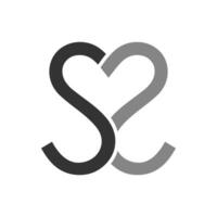 modern romantic S monogram symbol with a heart shape. vector