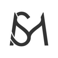 minimalist SM or MS letter combining two letters elegantly. vector