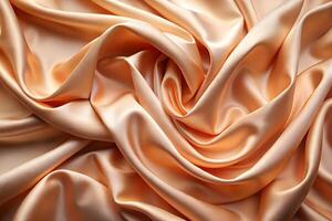 Elegant golden silk fabric with soft folds and a luxurious texture photo