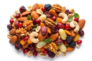 Colorful Mix of Nuts and Dried Fruits, Perfect for Snacks or Gifts photo