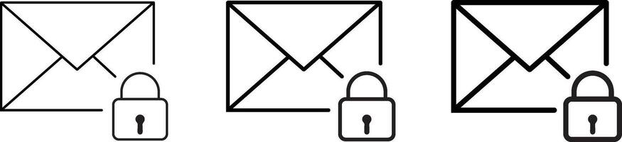 Email security icon set. Mail protection symbol. Message lock sign vector