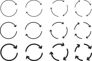 Circle arrow icon set. refresh reload arrow symbol. Recycle, Repeat reload icons set. round arrow. sign vector