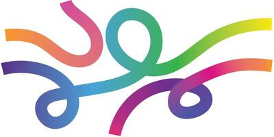 Colorful Abstract Gradient Wavy Line on white background. Colorful Abstract Gradient curvy shapes. Gradient Rainbow Color Abstract doodle line shapes. vector