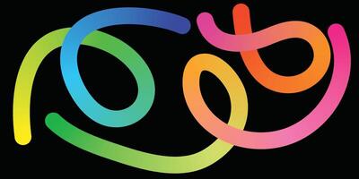 Colorful Abstract Gradient Wavy Line. Colorful Abstract Gradient curvy shapes. Gradient Rainbow Color Abstract doodle line shapes vector