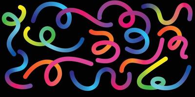 Colorful Abstract Gradient Curved Line Composition. Wavy Gradient Ribbon Lines Rainbow Abstract Art. Curvy Rainbow Line Pattern Gradient Abstract Flow Shapes vector
