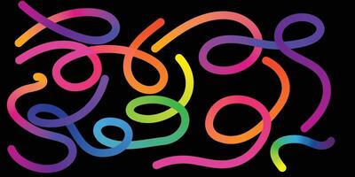 Wavy Gradient Ribbon Lines Rainbow Abstract Art. Curvy Rainbow Line Pattern Gradient Abstract Flow Shapes. Colorful Abstract Wavy Line Design vector
