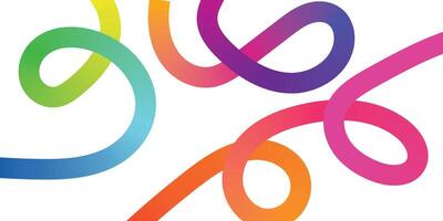 Colorful Abstract Gradient Wavy Line white background. Colorful Abstract Gradient curvy shapes. Gradient Rainbow Color Abstract doodle line shapes. vector