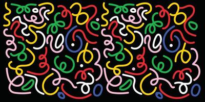 Fun colorful line abstract doodle seamless pattern. Fun Colorful Abstract Wavy Line vector