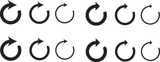 Circle arrow icon set. refresh reload arrow symbol. Recycle, Repeat reload icons set. round arrow. symbol vector
