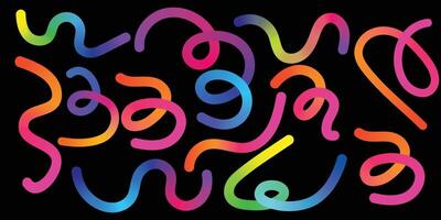 Colorful Abstract Gradient Curved Line Composition. Wavy Gradient Ribbon Lines Rainbow Abstract Art. Curvy Rainbow Line Pattern Gradient Abstract Flow Shapes. Colorful Abstract Wavy Line Design vector