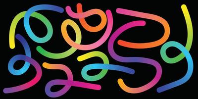 Wavy Gradient Ribbon Lines Rainbow Abstract Art. Curvy Rainbow Line Pattern Gradient Abstract Flow Shapes vector