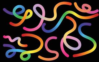 Pattern design with gradient curvy lines. Colorful Abstract Gradient Curved Line Composition. Wavy Gradient Ribbon Lines Rainbow Abstract Art. Curvy Rainbow Line Pattern Gradient Abstract Flow Shapes vector