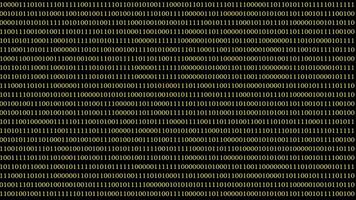 A detailed abstract background featuring binary code patterns in shades of black and gold. The design represents digital technology and data communication. video