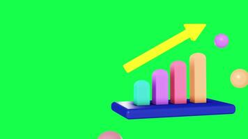 Green screen background with 4K 3D animation of a rising bar chart perfect for marketing presentations success finance statistics and business growth video