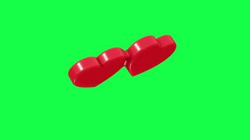 4K 3D animation of two melting hearts in vibrant red color on a green screen background, ideal for romantic videos, love themes, Valentine projects, and creative visuals video