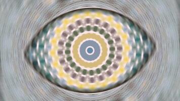 4K animation of a kaleidoscope in the shape of a hypnotic eye with mesmerizing visual motion, ideal for abstract themes, background visuals, or creative projects. video
