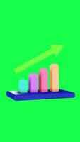 Rising bar chart in 4K 3D animation on green screen background ideal for business growth finance success statistics and marketing presentations video