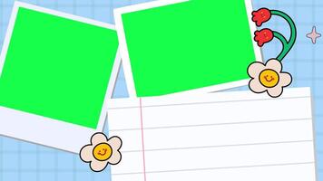 4K motion animation of journaling layout with paper cutouts and photo space designed for memory keeping creative projects or digital storytelling video