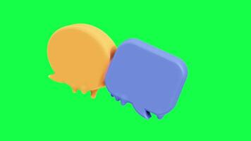 4K 3D animation of a melting bubble chat in bright candy colors on a green screen background, perfect for social media, messaging apps, creative projects video