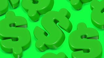 4K 3D animation of a floating dollar symbol set against a green screen background, ideal for finance, investment, or business themes in creative or commercial projects. video