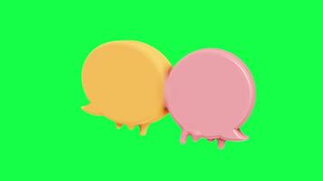 4K 3D animation of a melting bubble chat in bright candy colors on a green screen background, perfect for social media, messaging apps, creative projects. video