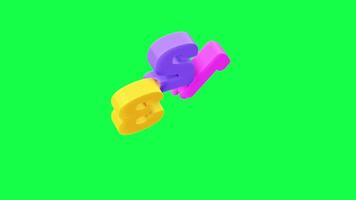 4K 3D animation of the numbers 123 in candy colors on a green screen background, perfect for educational content, kids videos, counting visuals, or fun design video