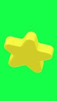 4K 3D animation of yellow gold stars rotating on a green screen background, ideal for creative design element, rewards decoration and digital content project video