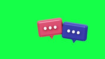 3D 4K animation of a bubble chat icon on a green screen background, perfect for communication, messaging, digital content, media design, or online interaction themes. video