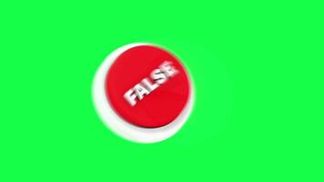 4K 3D animation of a false button with a green screen background, perfect for UI elements, alerts, error indicators, digital feedback, and tech visuals video