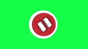 4K 3D animation of a pause button with a green screen background, perfect for interfaces, media control designs, and digital content creation projects video