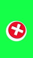 High resolution 4K 3D animation of a red X button with green screen background, ideal for UI design, error messages, app interfaces, and digital media projects video