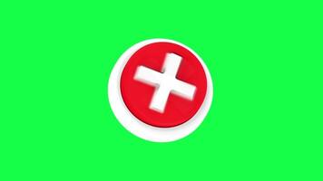 High resolution 4K 3D animation of a red X button with green screen background, ideal for UI design, error messages, app interfaces, digital media projects video