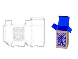 Auto Lock Box with mandala pattern Dieline Template vector