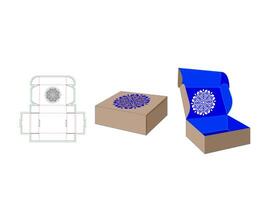 Stenciled Pattern Mailer Box Laser Cut Dieline Template vector